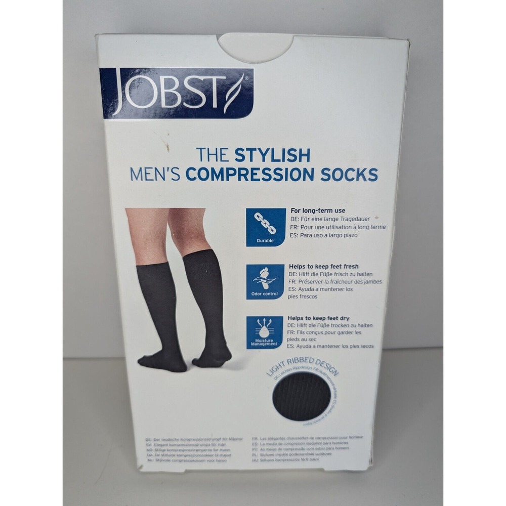 Jobst For Men Compression Socks 15-20mmHg Size Large White Knee Length - Picture 2 of 4